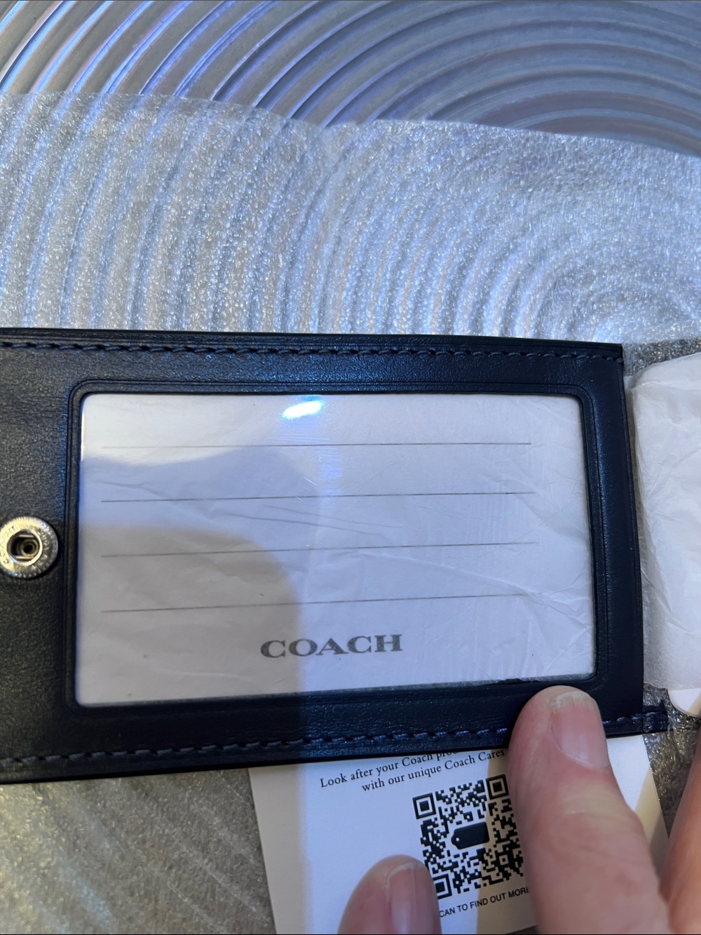 Coach NWT Black & Blue Camo Luggage Tag with Silver tone Hardware- Unisex - Picture 3 of 6